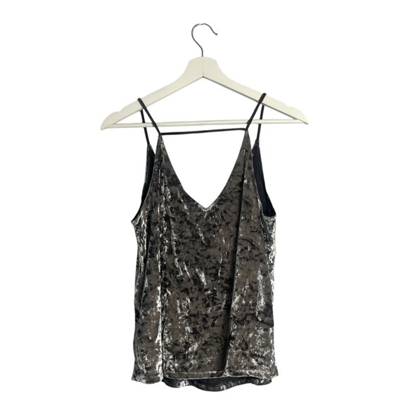 American Eagle AEO Silver Gray Crushed Velvet Tank Top Size Medium Festival - Picture 2 of 7